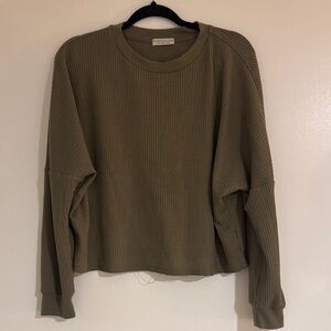 Paper Crane Olive Waffle Knit Sweatshirt